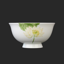 Lead free bone china 4 5 inch high foot bowl household ceramic rice bowl microwave high foot anti-scalding rice bowl small soup bowl