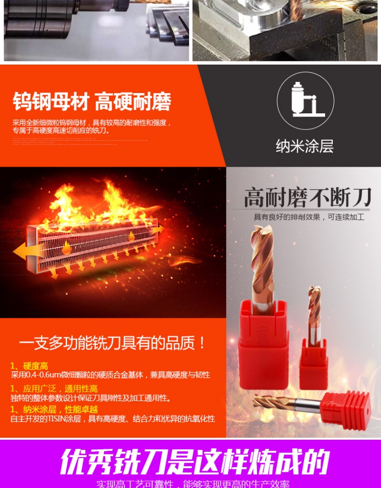 Mũi tròn 55 độ dao phay vonfram hợp kim thép bò mũi dao 4 lưỡi R công cụ sơn góc công cụ cắt phần cứng 6r12 end mill - Dụng cụ cắt