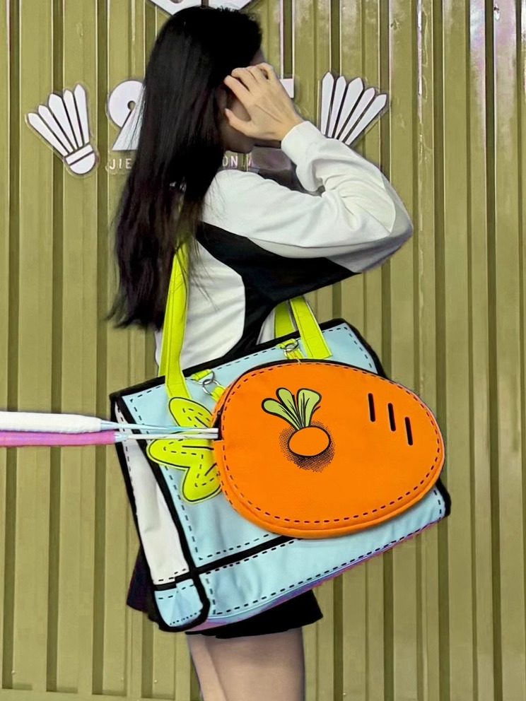 Cute and Stylish Radish-Shaped Badminton Bag for Women, Sports Bag, Tennis Bag, New Portable Large-Capacity Handbag