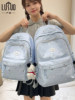 School Bag ins Niche Style for Junior High School Girls, Blue Color, High Aesthetic Value, Korean Style, Star Design, Large Capacity, High School Student Backpack for Girls