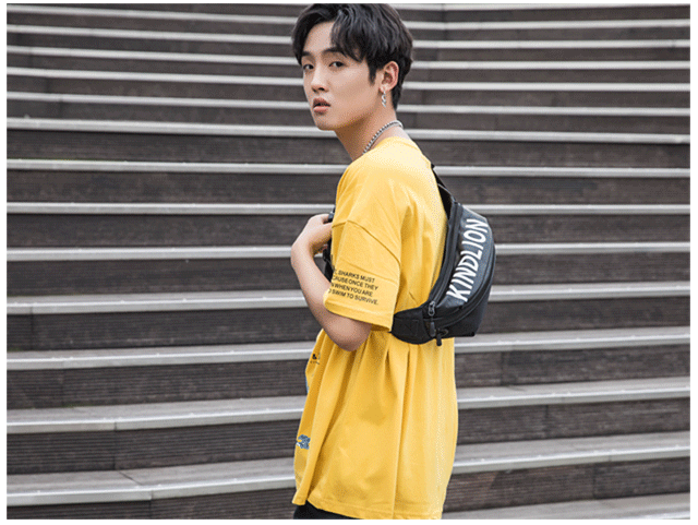Túi ngực nam siêu lửa Tide thương hiệu hip hop cá tính nhỏ nhẹ eo túi hoang dã Học sinh đơn giản Túi Messenger - Túi của con người aldo túi xách