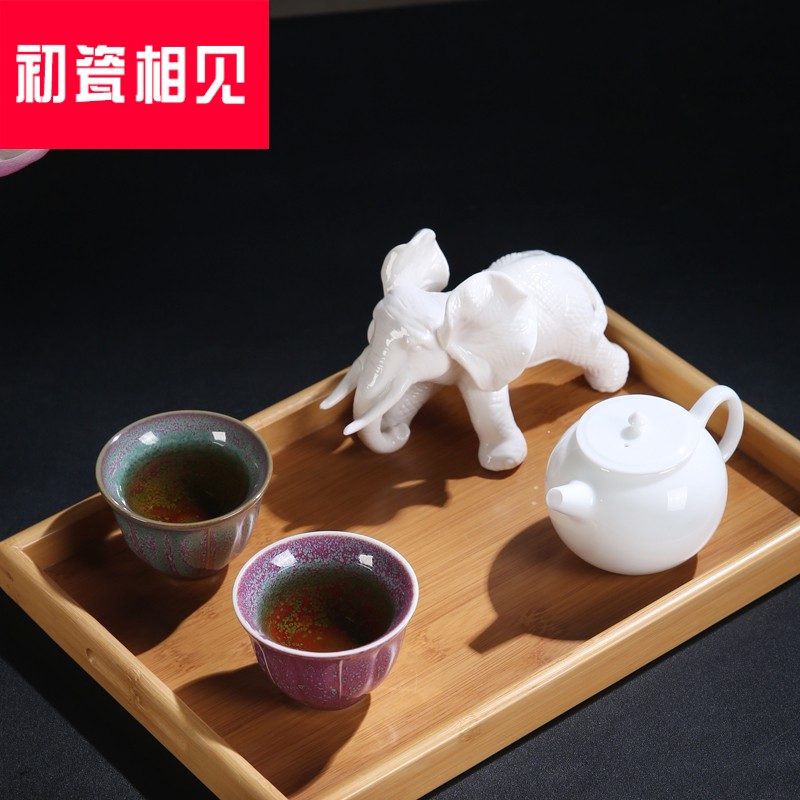 Porcelain meet each other at the beginning of hui fambe cherry blossom put cup of jun Porcelain masterpieces lotus flower glaze stain kung fu master cup single cup of tea