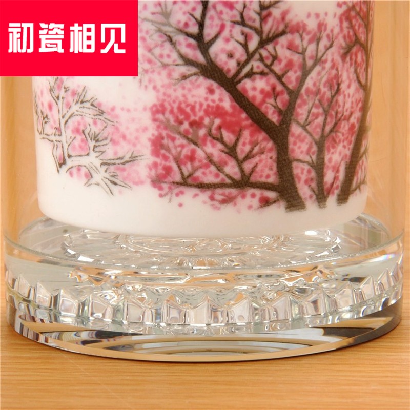 Porcelain meet each other at the beginning of jingdezhen ceramic double cup of water glass straight cup CiYi cup gift box packing