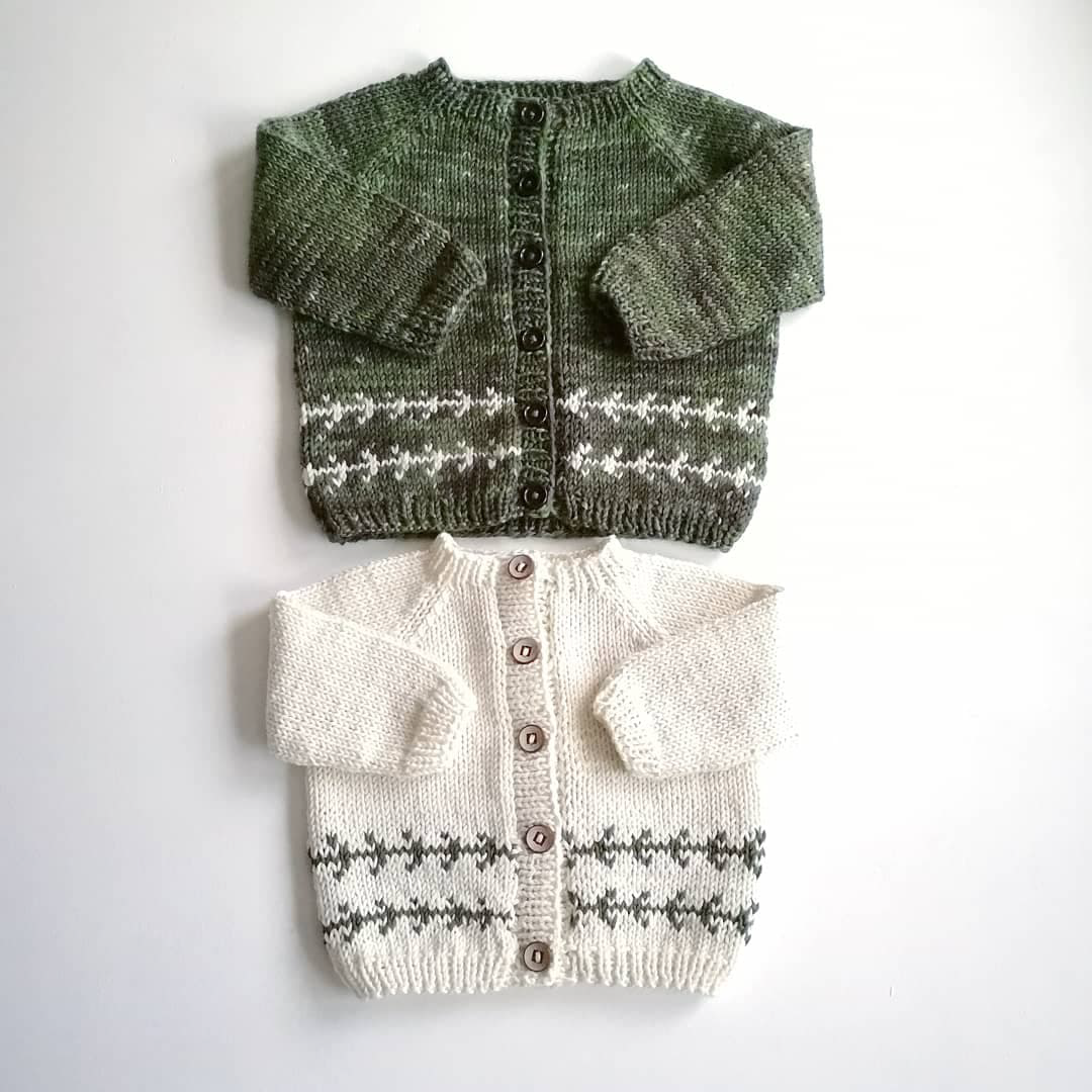 Green tea cardigan sweater text description knitting translation illustration from bottom to top non-finished product