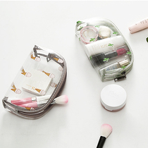 Simple waterproof portable mini small cosmetic bag Portable wash bag Transparent female Korean fresh mask storage bag