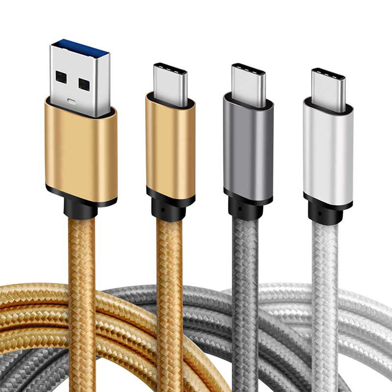 Mobile phone charging line multifunction 5V3A Quick charge Type-c spigot nylon wire durable speed charging line 1m long