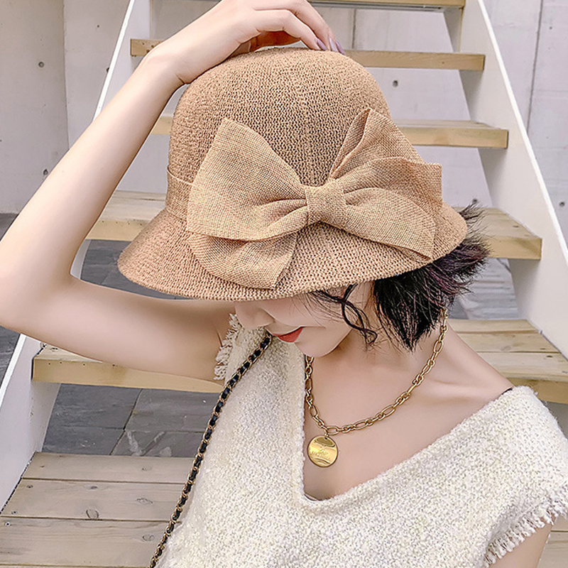 Japan-ROK fisherman's cap butterfly knot beach sunscreen sunscreen trendy little fresher style 100 lap fashion summer hat