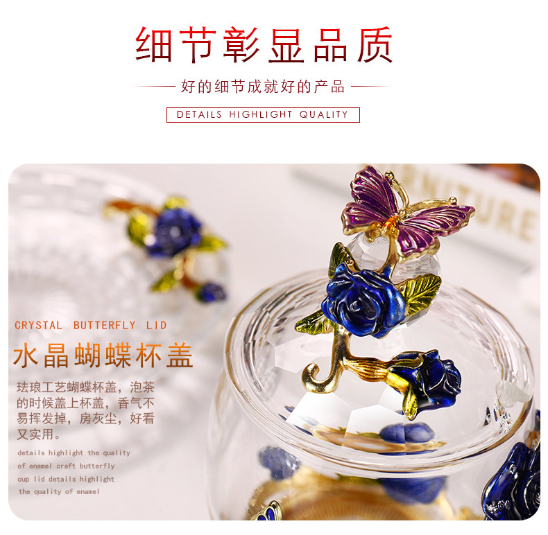 红琳琅 珐琅彩 花茶杯 玻璃杯 图4