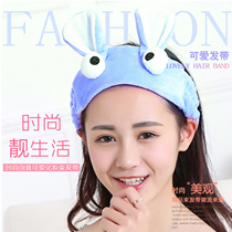New Big Eyes Plush Ear Headband Cartoon Face Wash Headband Makeup Mask Headband Hair Clip Hairband