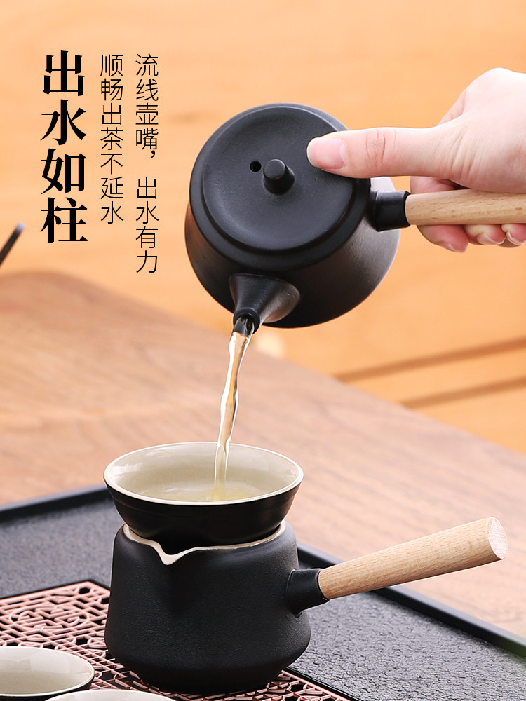 Black Pottery Japanese-Style Kung Fu Tea Set, 2025 New Model, High-End Luxury for Home and Office Tea Drinking Set