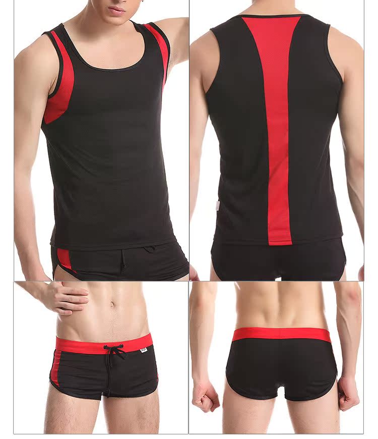 Bộ đồ thể thao cotton nam vest hai điểm quần short hai áo tắm mùa hè mặc trong nhà giản dị tích hợp túi - Thể thao sau bộ thể thao adidas