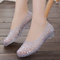 Cave shoes womens summer outdoor wear ins tide beach plastic rubber sandals crystal shoes wear flat rain shoes