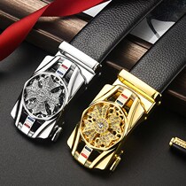 Belt mens leather automatic buckle business trouser belt