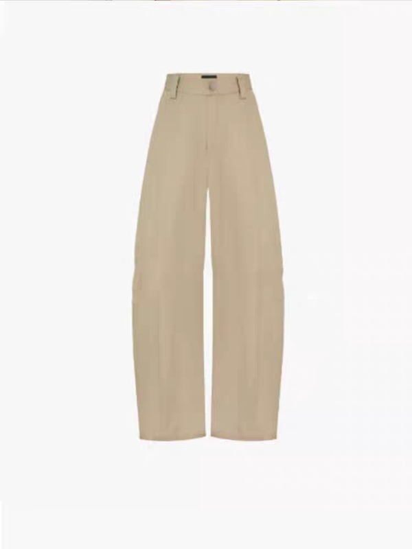 [Same Style as Qin Lan] Authentic Casual Pants 2025 Spring New Cotton Scimitar Cargo Pants Mid-Waist Mbe2Patt03