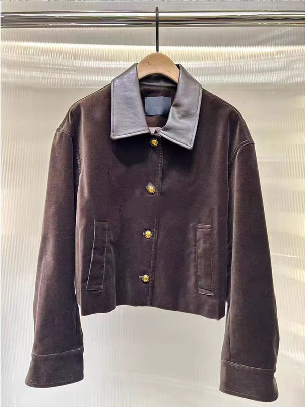 Authentic Jacket 2026 Autumn New Product, All-Cotton Velvet, Chestnut Brown Leather Collar, Short Box-Style, Vintage Mbf3Jkt017 Authentic Jacket 2026 Autumn New Product, All-Cotton Velvet, Chestnut Brown Leather Collar, Short Box-Style, Vintage Mbf3Jkt017