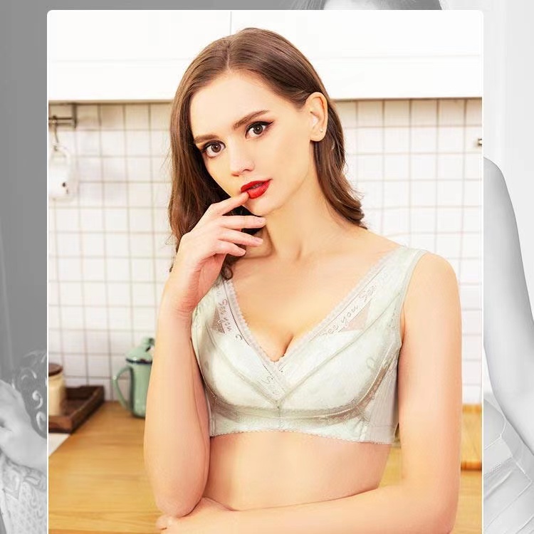 Aoxueqi B2-1087 new C1-1106 thin cotton medium thick silver fiber gathered comfortable bra underwear