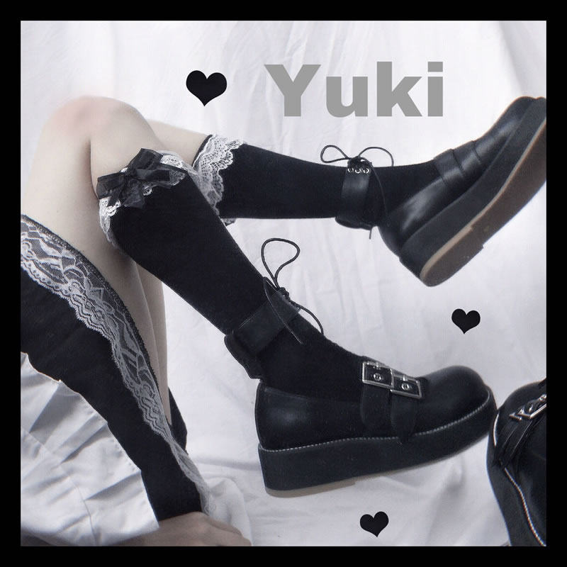 Socks female middle tube socks Japanese cute Lolita soft sister lace stockings bow college wind girl jk calf socks
