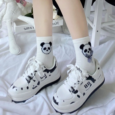 taobao agent Cute cartoon panda bears embroidered cotton socks Japanese soft girl bow girl socks Korean students Chinese stockings
