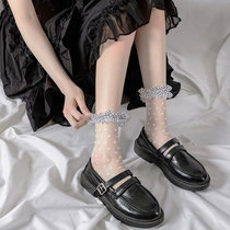 Glass silk lace socks Japanese Lolita soft sister wave dot bubble socks spring and summer thin Mary Jane mid socks
