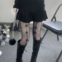 Bow net stockings sexy sweet and cool hot girl trampoline stockings dark jk black slim hollowed out panties mesh socks women