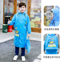 Childrens raincoat long full body waterproof conjoined body breathable boys and girls with schoolbags cartoon protective poncho