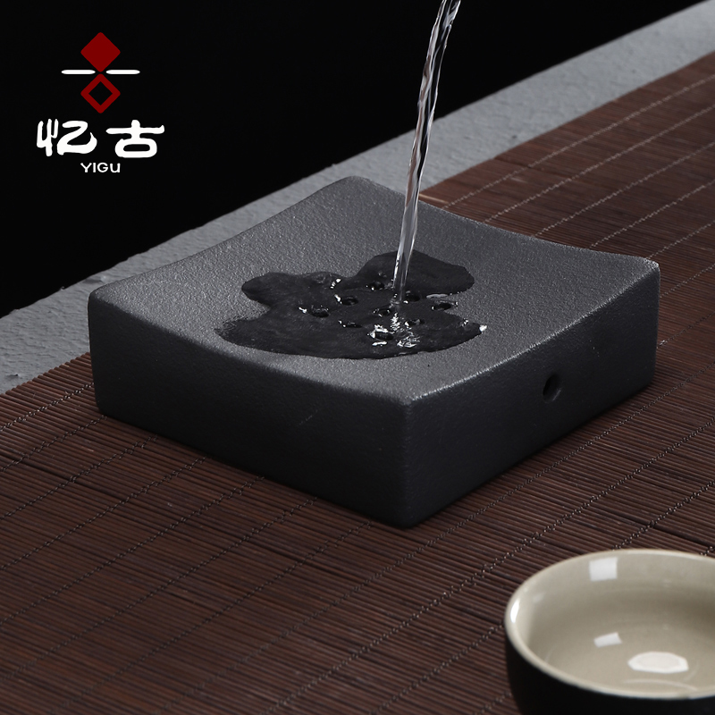 Have the ancient black pottery pot holder base crude earthen POTS bearing tea tray storage pallet tea spare parts storage for dry '