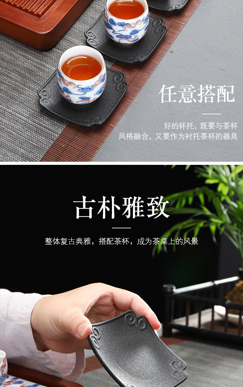Have ancient coasters tea ceramic coarse pottery cup heat insulation cup mat household contracted kung fu tea tea accessories