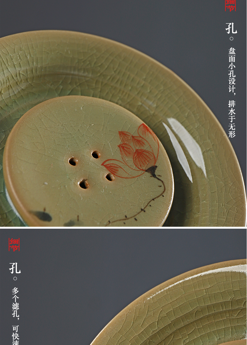 Have the ancient pot bearing hand the up ceramic tea set of the kung fu tea tea accessories dry tea pot pad teapot tray