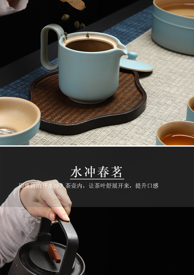 Have the ancient Japanese coarse ceramic tea set new Chinese style household contracted teapot teacup ceramic tea set