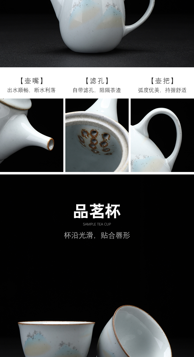 Have a pot of ancient crack cup travel three cups of tea sets car is suing portable bag with ceramic teapot