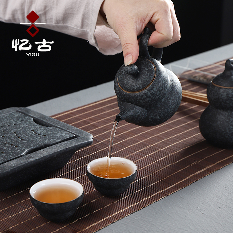 Have GuXiaoKe tao kung fu tea set the set of bluestone glaze small household dry tea tray teapot teacup tea pot