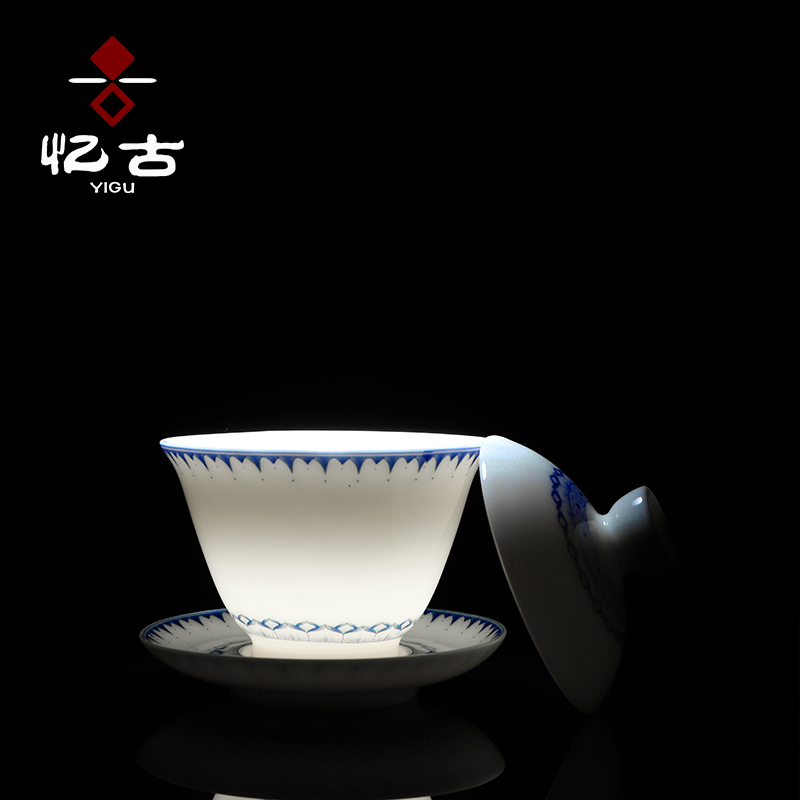 Have the ancient white porcelain only three tureen kung fu tea tea tea tureen ceramic bowl to bowl cup tea tureen