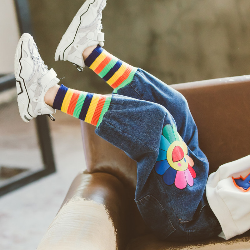 Girl Pants Spring Autumn Money 3 Year Old Children 6 Baby Casual Long Pants 7 Girl 9 Outwear Trendy Foreign Pie 11 Jeans