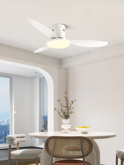 Dison Fan Light with Strong Wind Power, Restaurant Fan Chandelier, Bedroom Variable Frequency Nordic Log Style Ceiling Fan Light for Living Room