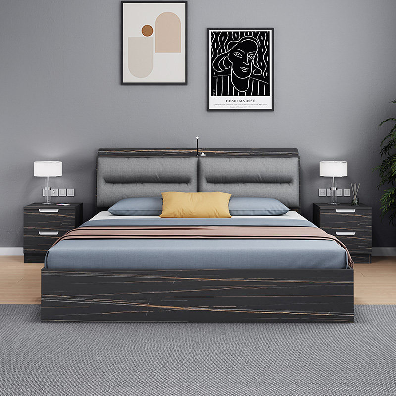 Nordic bedroom 1 8 m bedroom double bed modern minimal high - box bed small household type 1 5 m plate collection bed