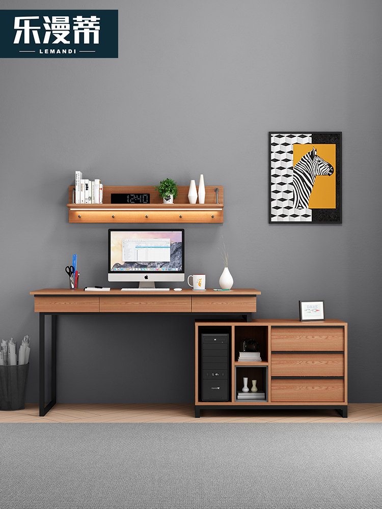 Nordic desktop computer desk study desk modern minimalist bedroom home desk bookcase bookshelf combination