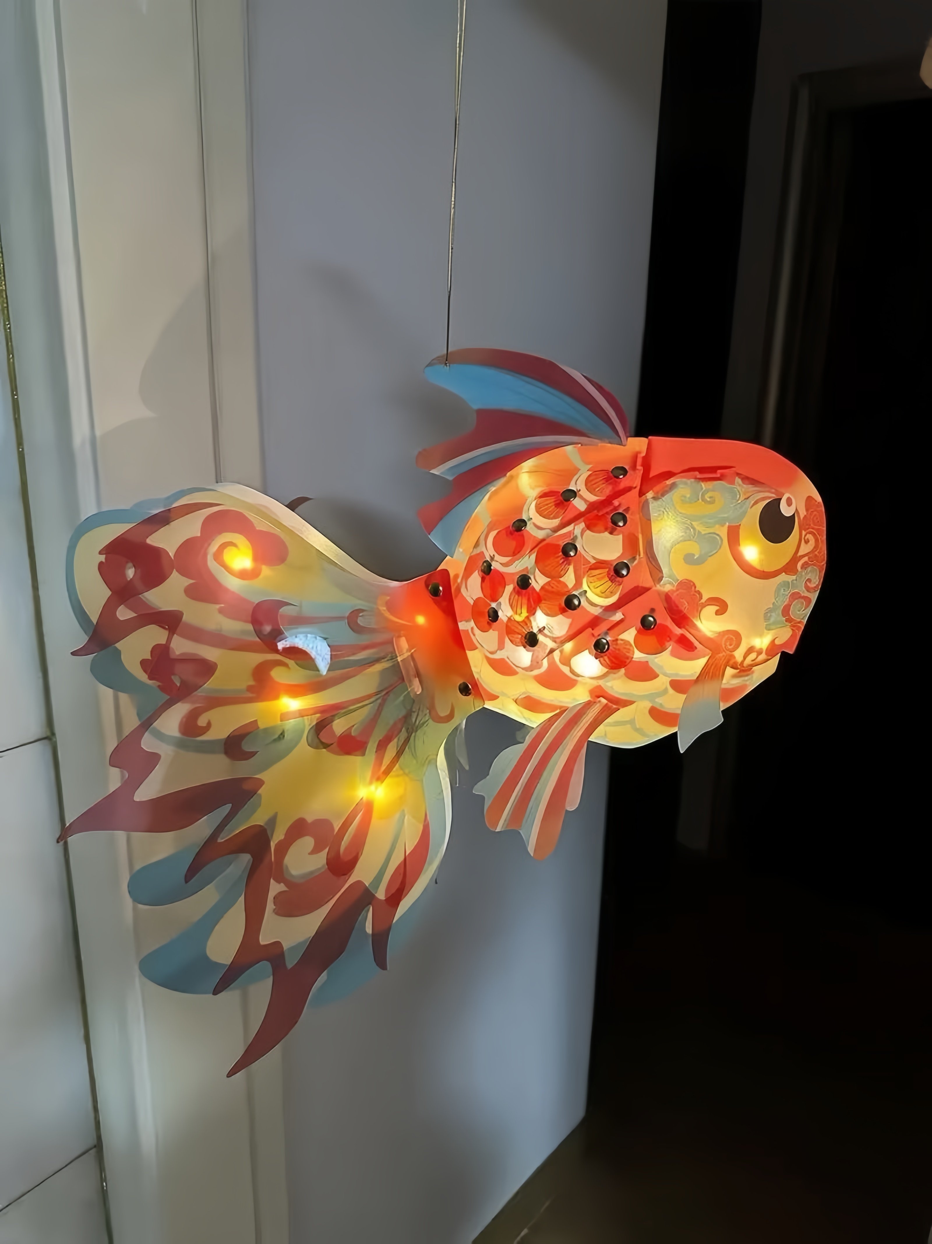 Фонарь 春节节日手提发光琉璃鱼灯儿童手工制作古风灯笼diy材料包批发 No brand