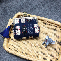  Japanese lucky cat mouth gold bag material bag diy handmade Chinese style fabric coin bag card bag female
