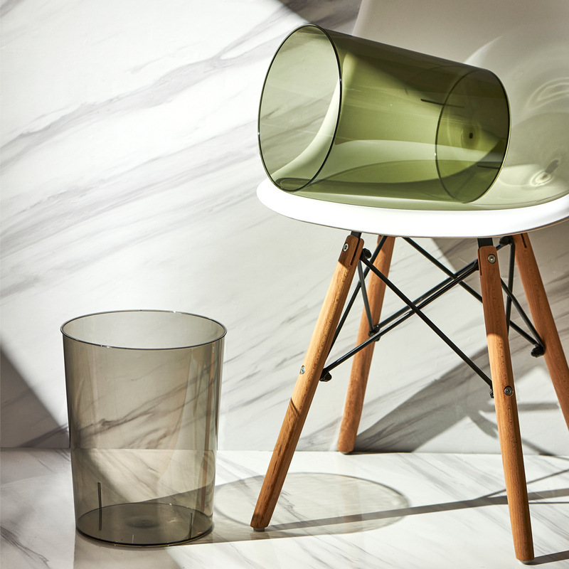 Large Luxury Trash Can for Home Use, Creative Pet Transparent Trash Bin for Living Room, Large Capacity Simple Wastebasket for Office