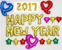 Happy New Year 2017 Decorative Arrangement Aluminum Film Balloons Aluminum Foils New Year New Years Eve Union Atmosphere Aluminum Foil Balloon