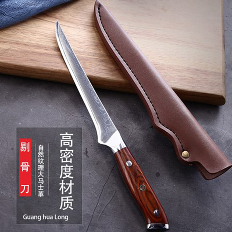 Hair-blowing hair cutting special express knife Japan Damascus slaughtering pig bone cutting special professional meat factory cutting sharp knife