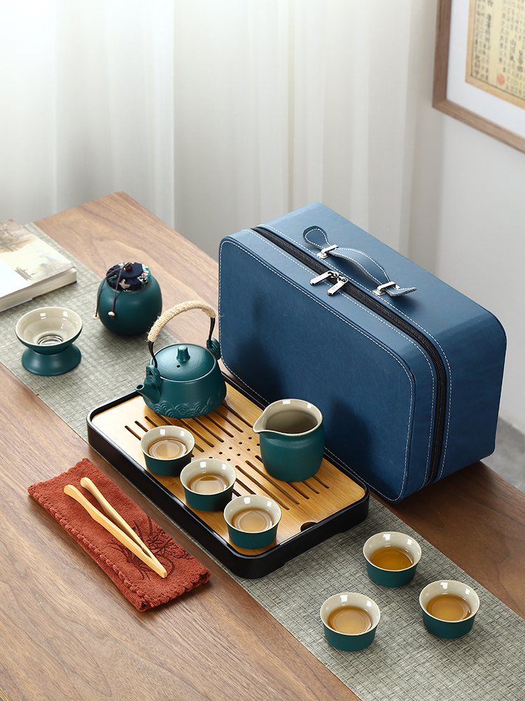 Jingdezhen Ru Kiln official flagship store day style travel Gongfu tea with small suit home minimalist tea maker ceramic-Taobao