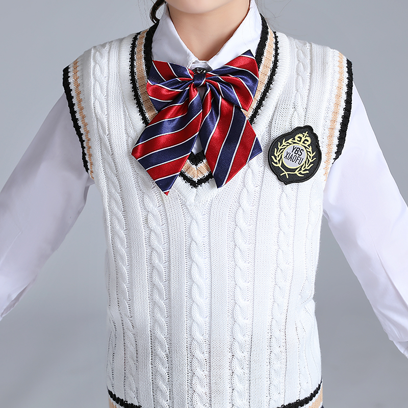 Children's wool vest spring and autumn primary school uniform cotton sweater vest boys and girls knitted vest baby class clothes