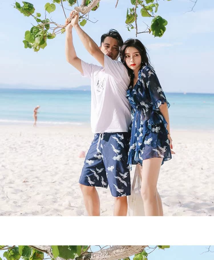 Cặp đôi áo tắm Phụ nữ che bụng mỏng Bãi biển Đặt cặp đôi Váy ba mảnh Quần đi biển Resort Spa Đồ bơi - Vài đồ bơi đồ đôi trắng đi biển	