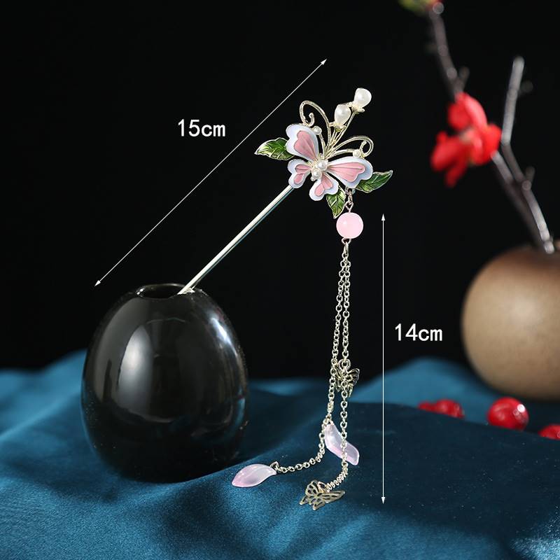 New Chinese Wind Butterfly Stream Su Hairpin Ancient clothes Handwear accessories Hair Girl Fashion Bouquets Hairpins