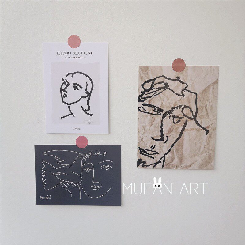 Mattis oil painting Painted Sheet cards Combined Picasso Art Painting Photography Decorative Cards 1 set of 3 sheets