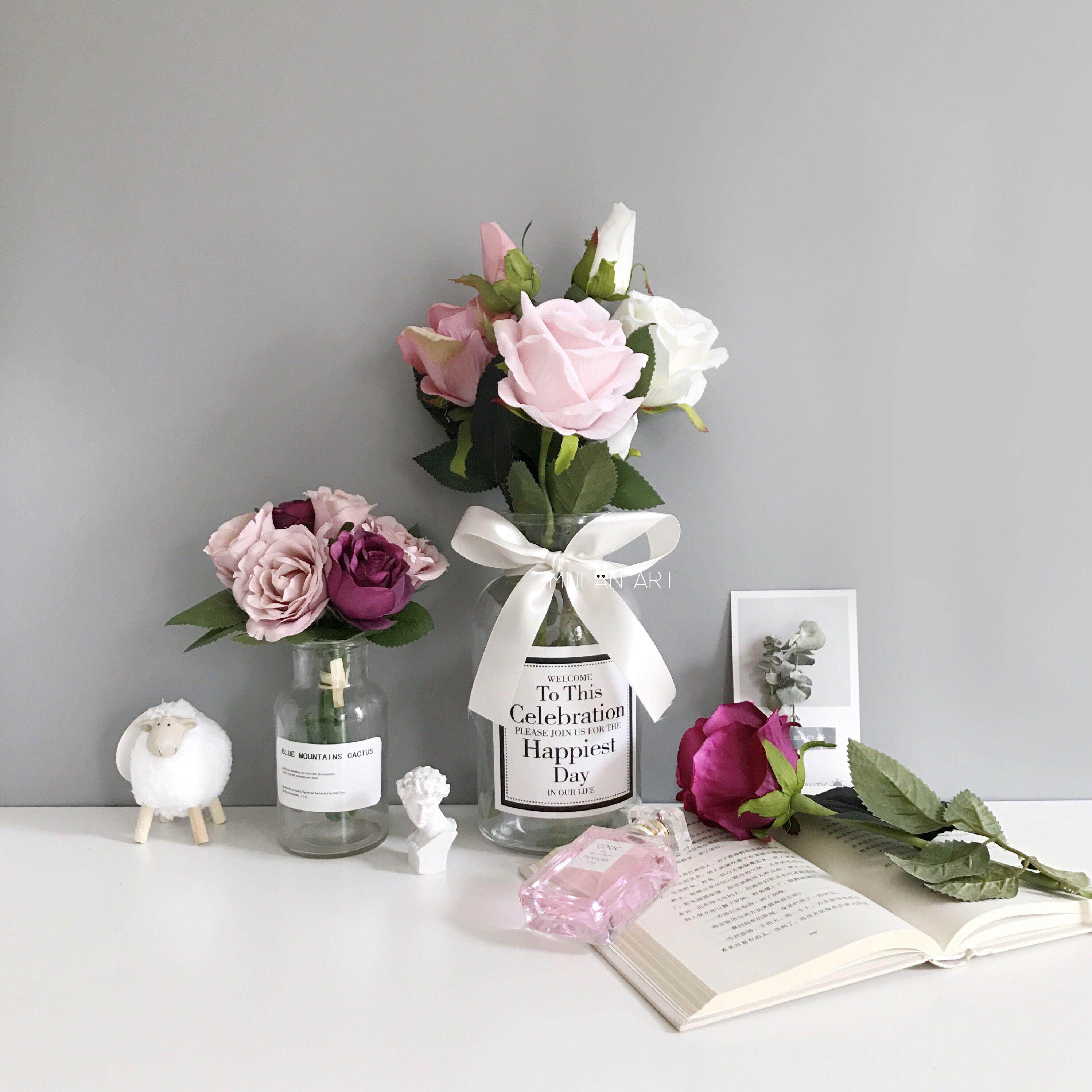 ins simulation rose flower family residence decoration flower arrangement decoration wedding ceremony simulation flower photo props