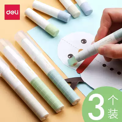 Deli glue stick solid glue for students strong high viscosity cute pen-shaped pen-shaped transparent solid jelly glue pen handmade color children's stationery refill non-toxic glue stick pen glue kindergarten