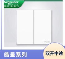 Schneider Electric Haocheng cream white two-position two-open dual multi-control three-control double-open midway switch type 86