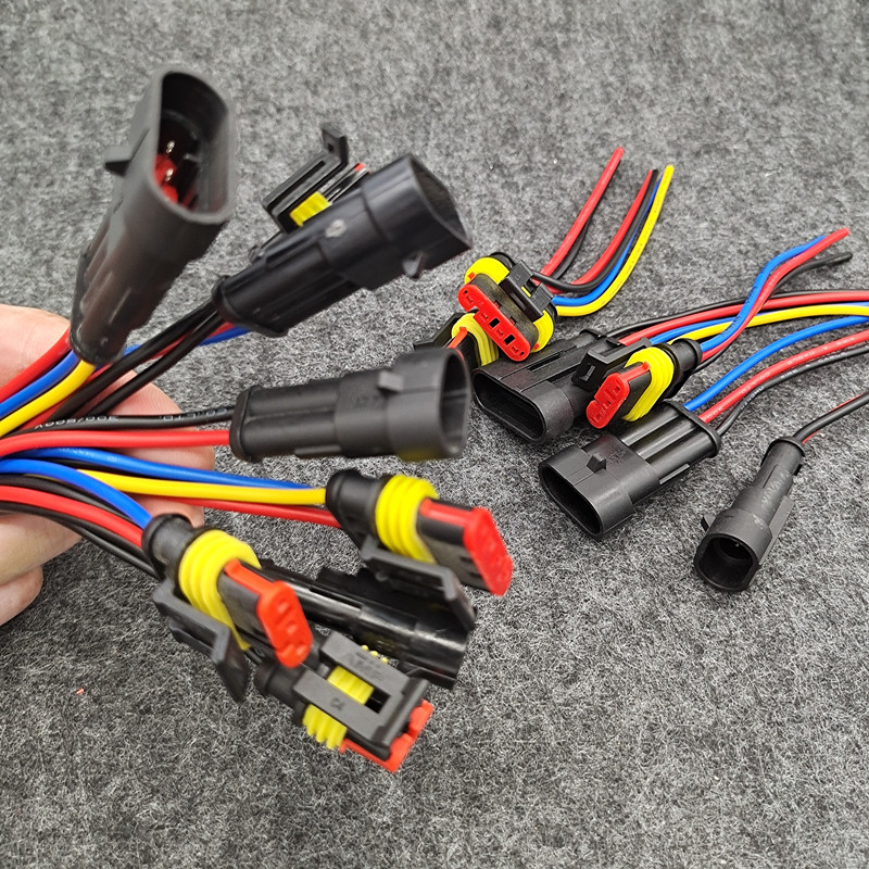 Car-mounted modified connector male and female plug-in cable plug HID waterproof extension cable copper wire 1234 socket